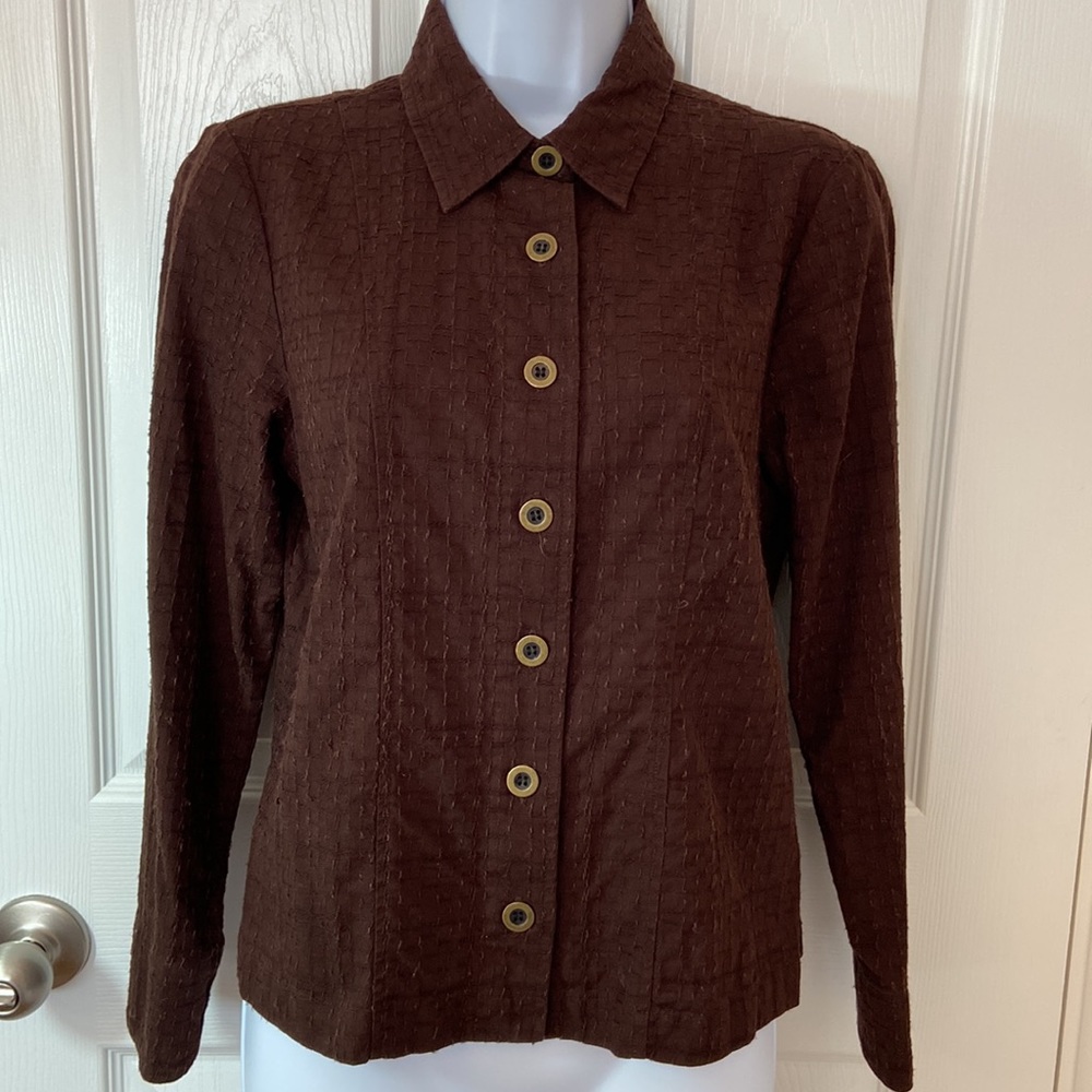 Brown Slubbed Weave, Lightweight Jacket, Size S